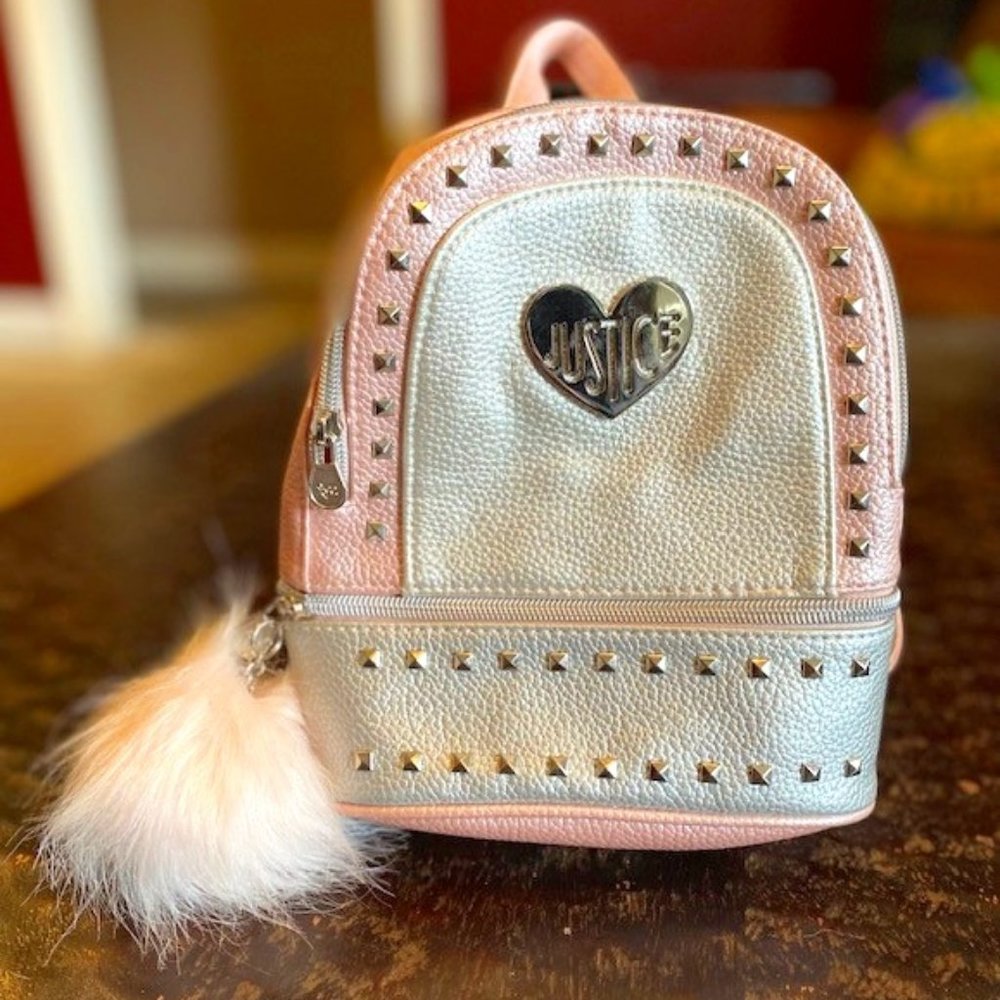 Justice Mini Backpack/Purse, Pink/White - Excellent Condition